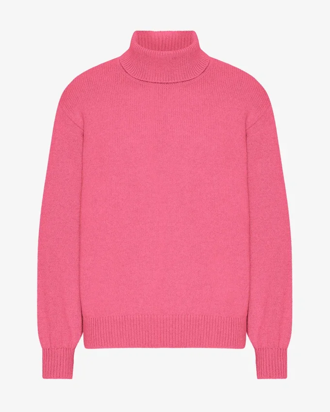 Suéter de cuello alto de lana merino - Rosa chicle