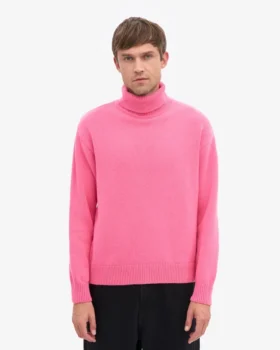 Suéter de cuello alto de lana merino – Rosa chicle