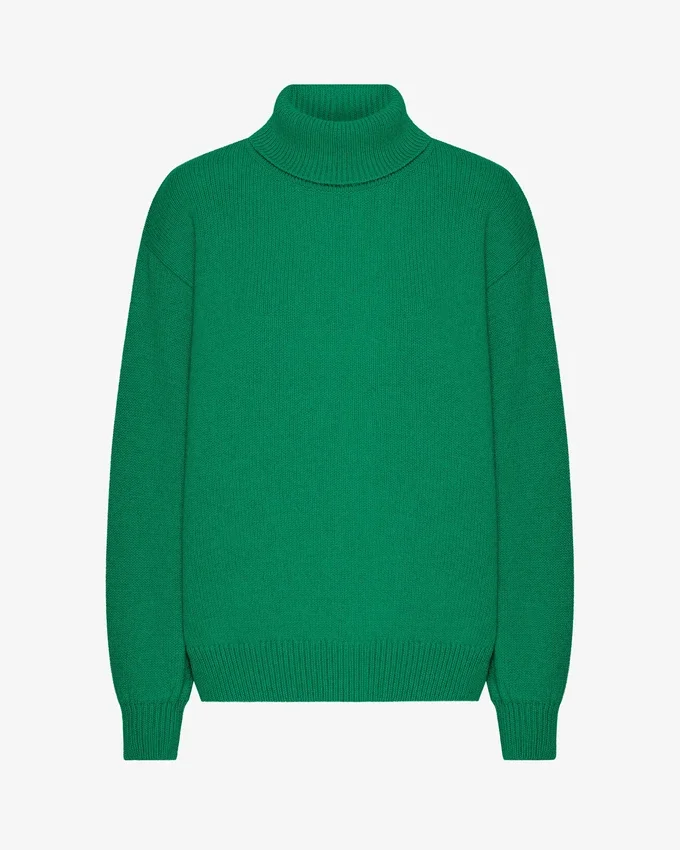 Suéter de cuello alto de lana merino - Verde Kelly