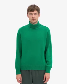 Suéter de cuello alto de lana merino – Verde Kelly
