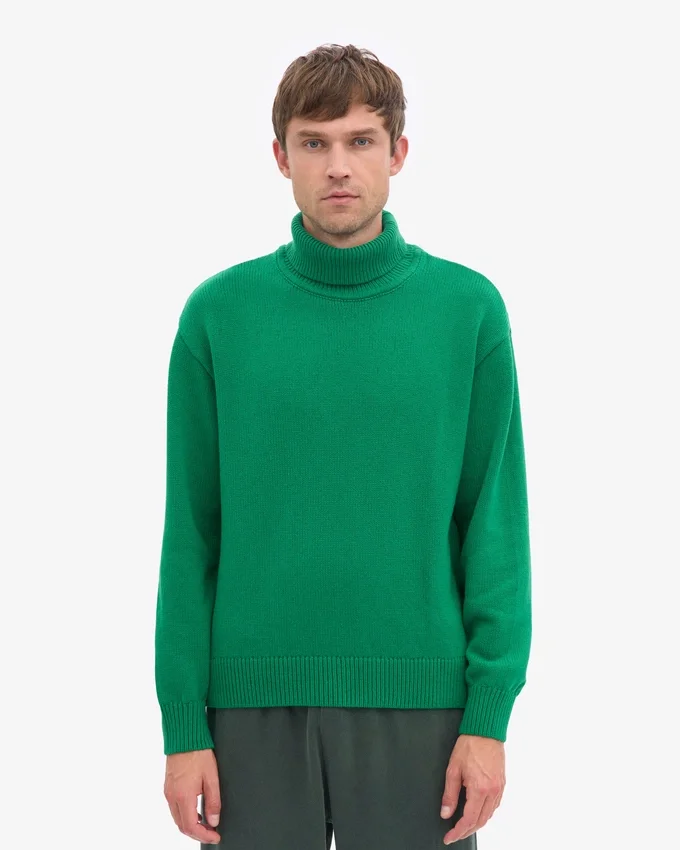 Suéter de cuello alto de lana merino - Verde Kelly