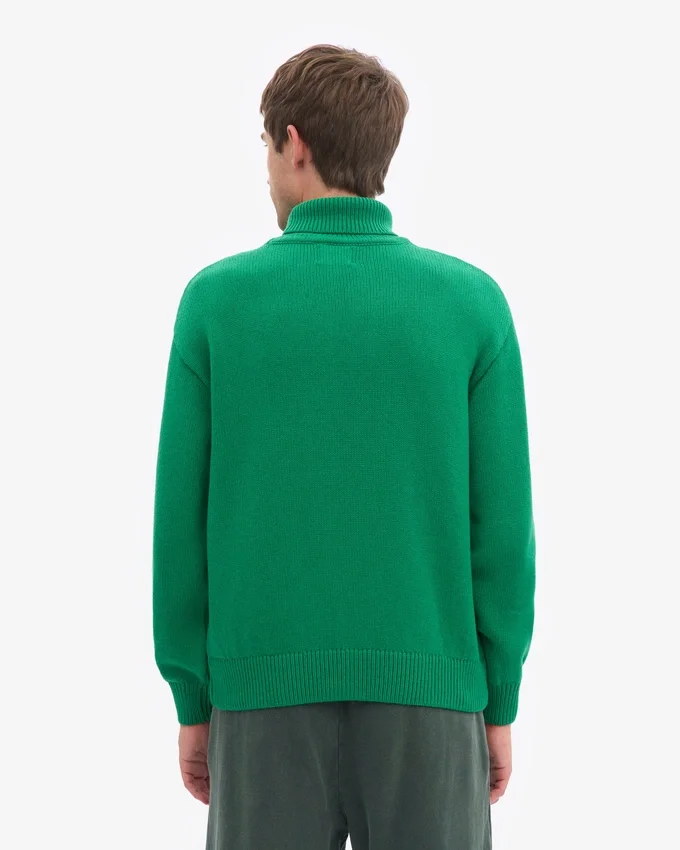 Suéter de cuello alto de lana merino - Verde Kelly