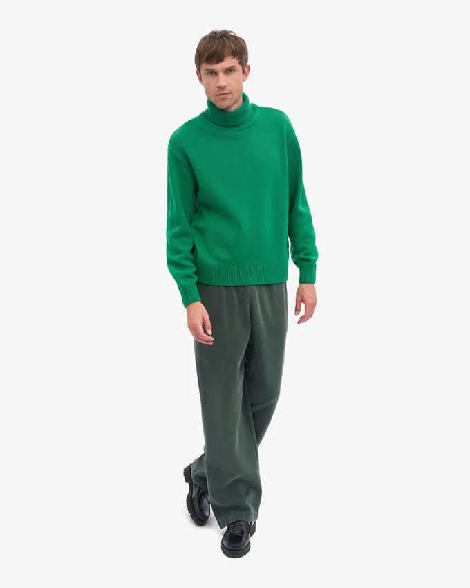 Suéter de cuello alto de lana merino - Verde Kelly