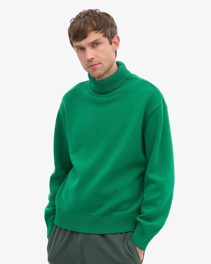 Suéter de cuello alto de lana merino - Verde Kelly