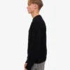 Suéter de cuello redondo de lana merino de talla grande - Negro intenso