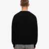 Suéter de cuello redondo de lana merino de talla grande - Negro intenso