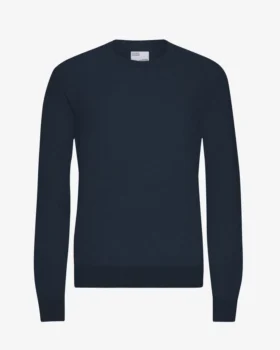 Suéter de cuello redondo de lana merino ligera - Azul marino