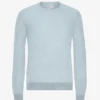 Suéter de cuello redondo de lana merino ligera - Azul polar