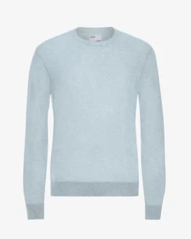 Suéter de cuello redondo de lana merino ligera - Azul polar