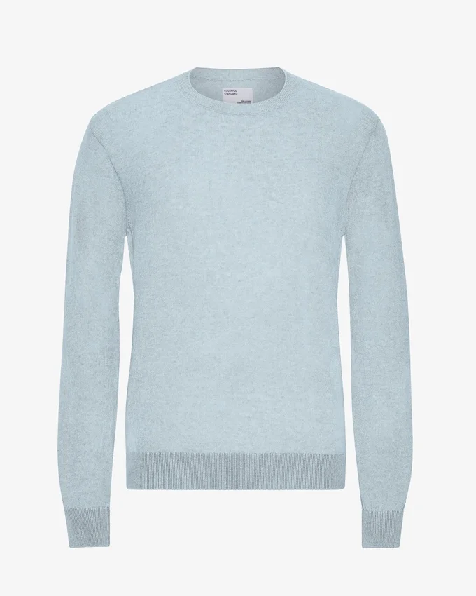 Suéter de cuello redondo de lana merino ligera - Azul polar