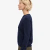 Suéter de cuello redondo de lana merino ligera para mujer - Azul marino