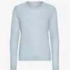 Suéter de cuello redondo de lana merino ligera para mujer - Azul polar
