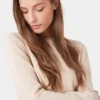Suéter de cuello redondo de lana merino ligera para mujer - Azul polar