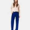 Suéter de cuello redondo de lana merino ligera para mujer - Azul polar