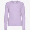 Suéter de cuello redondo de lana merino ligera para mujer - Lavanda suave