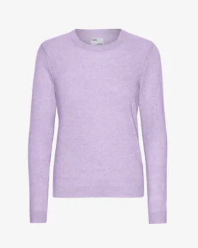 Suéter de cuello redondo de lana merino ligera para mujer - Lavanda suave