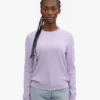 Suéter de cuello redondo de lana merino ligera para mujer - Lavanda suave