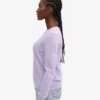 Suéter de cuello redondo de lana merino ligera para mujer - Lavanda suave