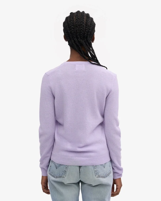 Suéter de cuello redondo de lana merino ligera para mujer - Lavanda suave