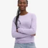 Suéter de cuello redondo de lana merino ligera para mujer - Lavanda suave