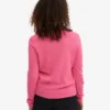 Suéter de cuello redondo de lana merino ligera para mujer - Rosa chicle