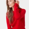 Suéter de cuello redondo de lana merino ligera para mujer - Verde océano