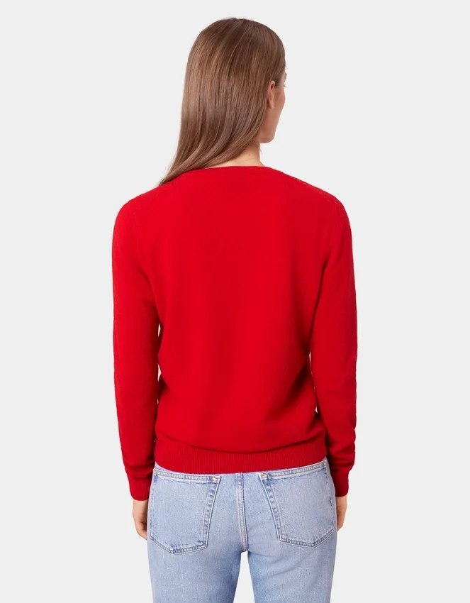 Suéter de cuello redondo de lana merino ligera para mujer - Verde océano