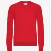 Suéter de cuello redondo de lana merino ligera - Rojo escarlata