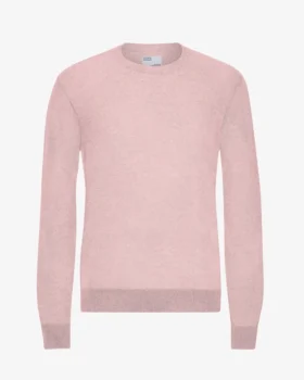 Suéter de cuello redondo de lana merino ligera - Rosa descolorido