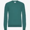 Suéter de cuello redondo de lana merino ligera - Verde océano