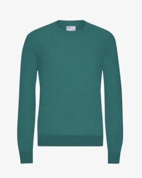 Suéter de cuello redondo de lana merino ligera - Verde océano