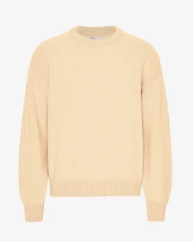 Suéter de cuello redondo oversize de lana merino - Amarillo suave