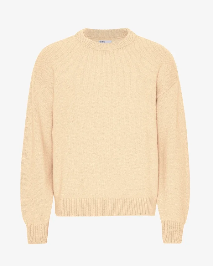 Suéter de cuello redondo oversize de lana merino - Amarillo suave