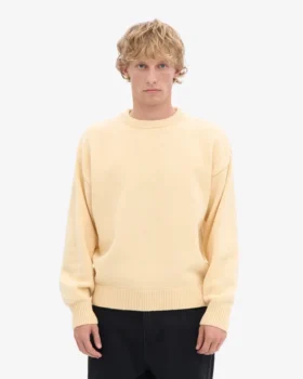 Suéter de cuello redondo oversize de lana merino – Amarillo suave