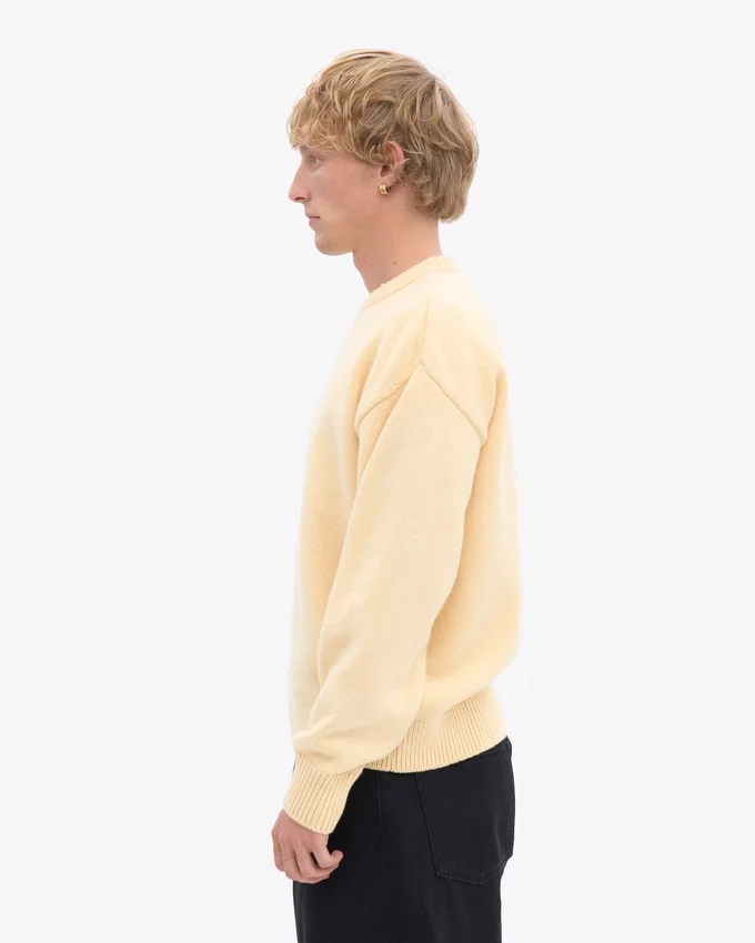 Suéter de cuello redondo oversize de lana merino - Amarillo suave