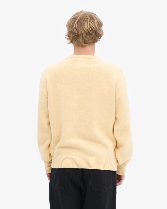 Suéter de cuello redondo oversize de lana merino - Amarillo suave