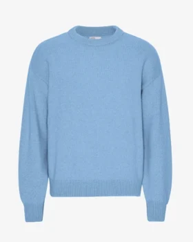 Suéter de cuello redondo oversize de lana merino - Azul mar