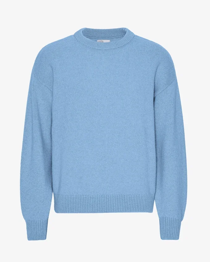 Suéter de cuello redondo oversize de lana merino - Azul mar