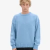 Suéter de cuello redondo oversize de lana merino - Azul mar