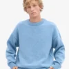 Suéter de cuello redondo oversize de lana merino - Azul mar