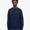 Suéter de cuello redondo oversize de lana merino - Azul marino