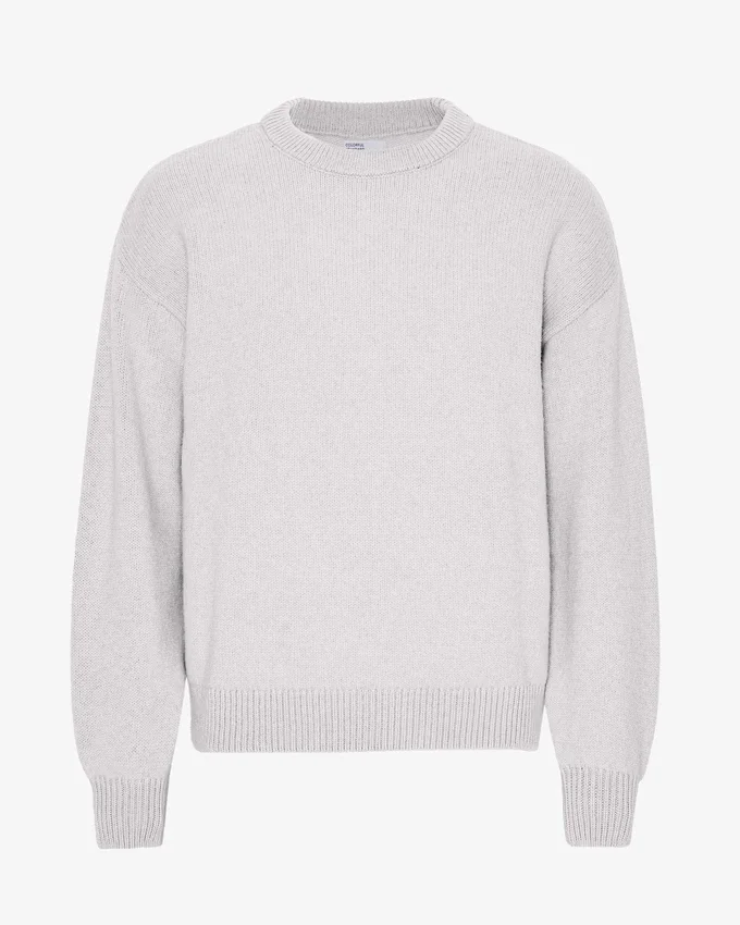 Suéter de cuello redondo oversize de lana merino - Mezcla de colores nieve