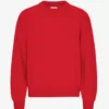 Suéter de cuello redondo oversize de lana merino - Rojo escarlata
