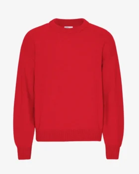 Suéter de cuello redondo oversize de lana merino - Rojo escarlata
