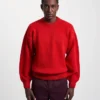 Suéter de cuello redondo oversize de lana merino - Rojo escarlata