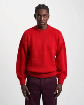 Suéter de cuello redondo oversize de lana merino – Rojo escarlata