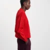 Suéter de cuello redondo oversize de lana merino - Rojo escarlata