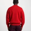 Suéter de cuello redondo oversize de lana merino - Rojo escarlata
