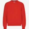 Suéter de cuello redondo oversize de lana merino - Rojo mandarina