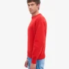Suéter de cuello redondo oversize de lana merino - Rojo mandarina